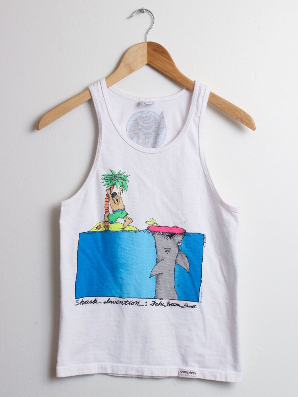 Vintage 90s Crazy Shirts Hawaii Tank Top Mens Small Shark Invention